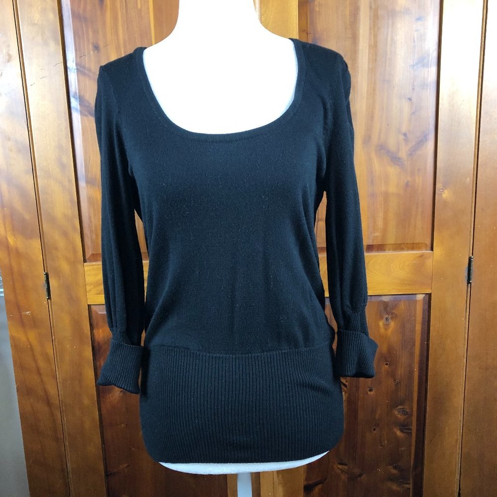 EXPRESS DESIGN STUDIO Cozy Black 3/4 Sleeve Scoop Neck Sweater Y2K